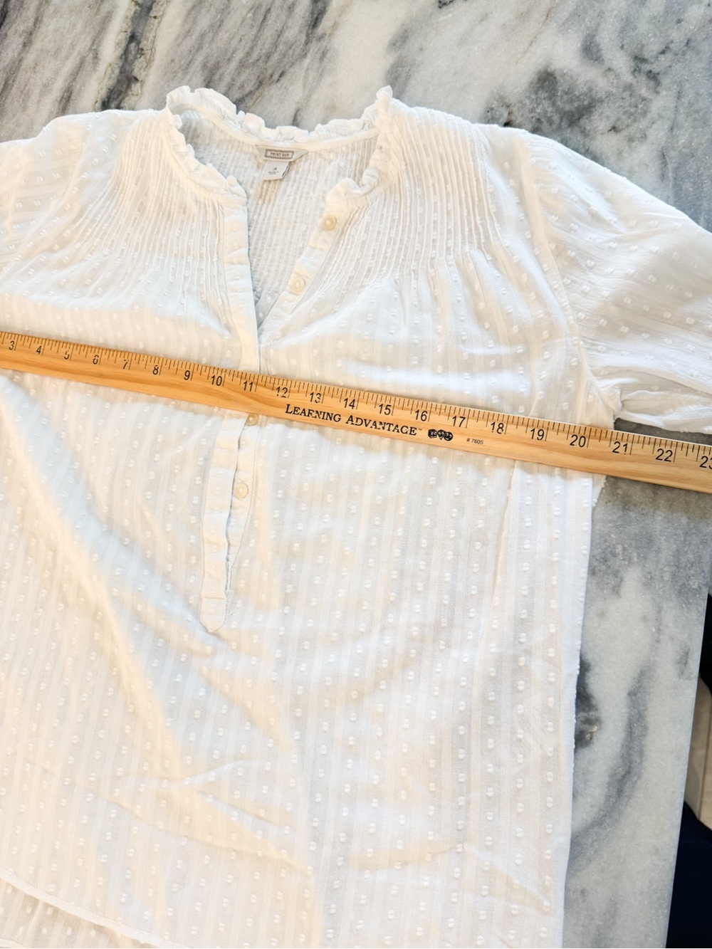 Point Sur White Textured Classic Cottagecore Lightweight Cotton Top Sz 4 - Picture 7 of 8